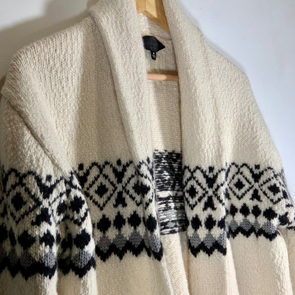 Nili Lotan Fair Isle Nordic Knit Open Cardigan Sweater Alpaca Wool Blend Size M - Picture 10 of 10